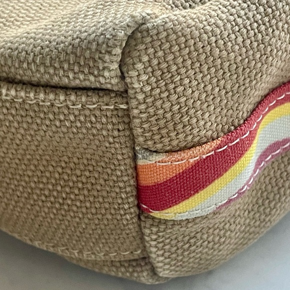 Paul Smith canvas tote, multicolor fabric interior, ext pocket, snap close, GUC - Picture 13 of 16
